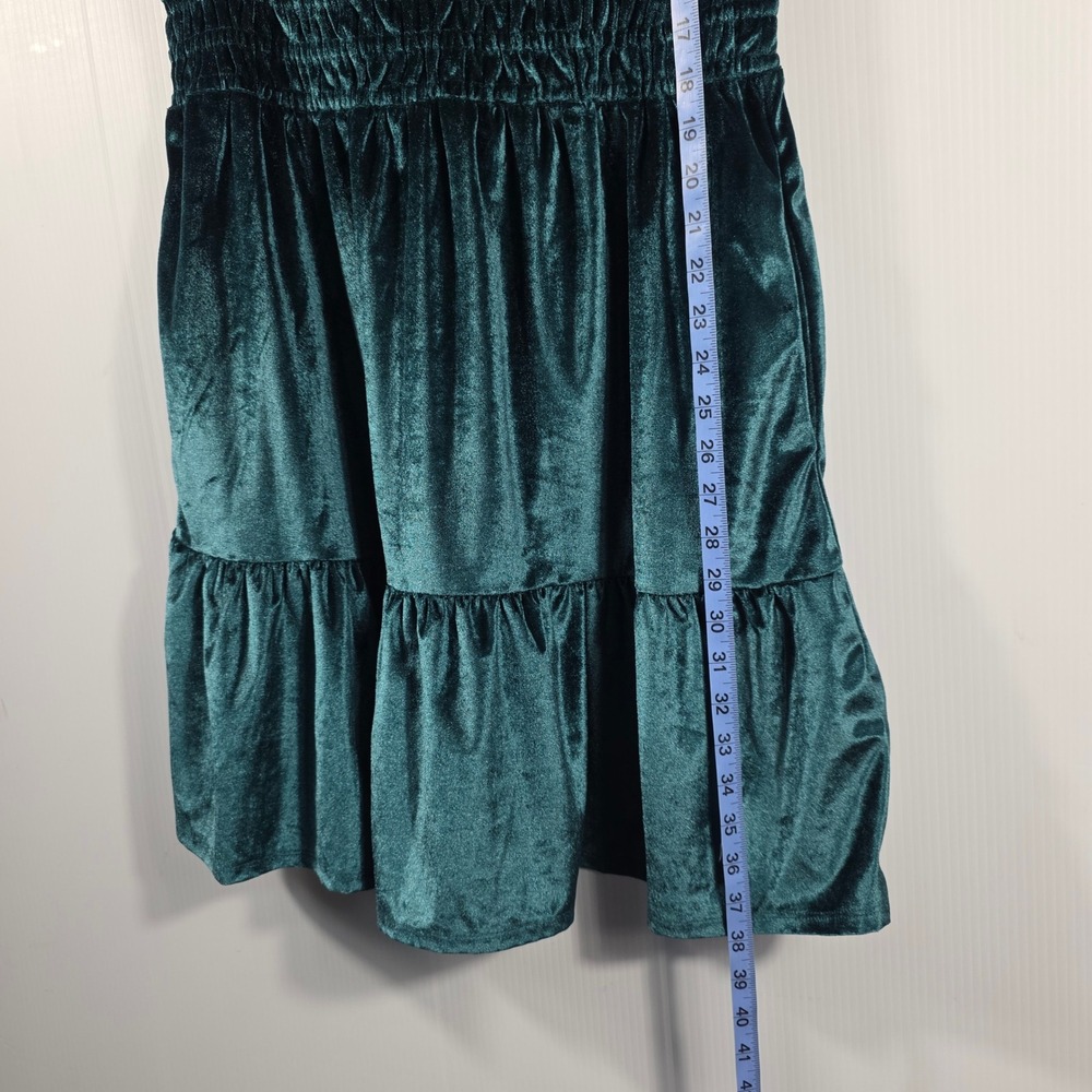 French Connection Womens Emerald Green Velvet Smocked Mini Dress Medium NWT - Picture 7 of 7